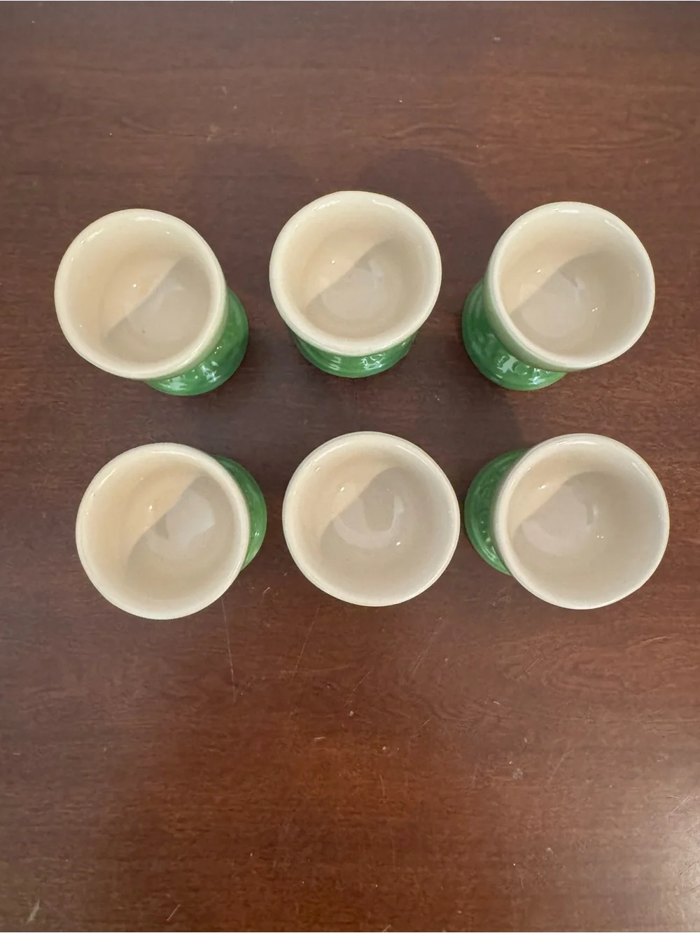 Le Creuset Set of 6 Green Ceramic Egg Cups Palm color